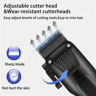 tondeus - baardtrimmer - 3-delige professionele haar- en baardverzorgingsset voor heren - Draadloze trimmers met LED-display, precisie-trimmer-set, USB-oplaadbare, voor thuis, perfecte mannencadeau