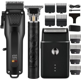 tondeus - baardtrimmer - 3-delige professionele haar- en baardverzorgingsset voor heren - Draadloze trimmers met LED-display, precisie-trimmer-set, USB-oplaadbare, voor thuis, perfecte mannencadeau review