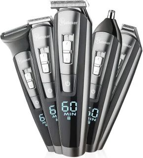 5-in-1 Baard- en Haartimmer Set - Waterdichte Tondeuse met Verstelbare Kammen