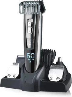 5-in-1 Baard- en Haartimmer Set - Waterdichte Tondeuse met Verstelbare Kammen