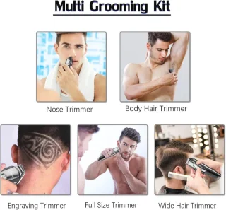 5-in-1 Baard- en Haartimmer Set - Waterdichte Tondeuse met Verstelbare Kammen