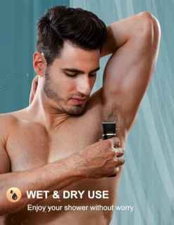 Mannen Body Trimmer 3-in-1 - IPX7 Waterdichte Schaam- en Baltrimmer met Keramische Messen, Oplaadbaar via USB-C, 5 Lengte-instellingen, Neushaartrimmer Inclusief