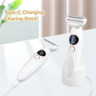 5-in-1 Elektrisch Scheerapparaat voor Vrouwen - Waterdicht IPX7 - USB Oplaadbaar - Complete Scheerset met Verwisselbare Koppen voor Gezicht, Wenkbrauwen, Lichaam en Bikinizone - Wit
