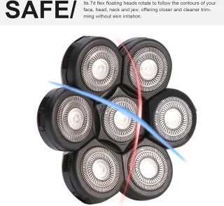 Elektrisch Scheerapparaat met 7 Hoofden - Duurzame en Flexibele Scheerkop Vervangingen voor Optimale Scheerresultaten