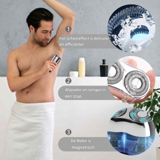 Wat vinden we goed aan de QTTVBTNA -Draagbare Elektrische Scheerapparaat voor Mannen – Reisscheerapparaat met Dubbele Kop, Roterend & Waterdicht – Compacte Baardtrimmer voor Gezicht en Vakantie