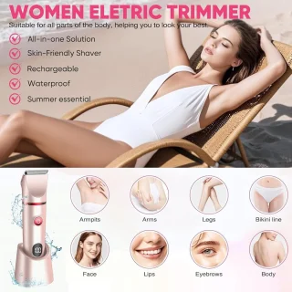 3-in-1 Elektrisch Scheerapparaat voor Dames - Waterdichte Haartrimmer voor Lichaam en Bikini