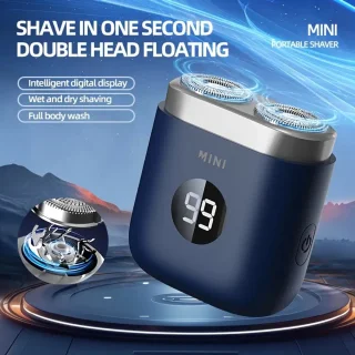 Digitale 2-Blade Scheerapparaat - Usb Oplaadbare 2-Kop Mini Body Shaver + Precisie/Baardtrimmer - Lichtgewicht en Comfortabel - Perfecte Lichaamshaar Verzorging voor Dames en Heren - Digitale Batterij Indicator - Kleur: Blauw