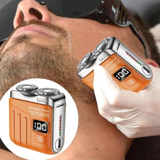 Reiselektrische scheerapparaat 8000RPM Koffervorm Waterdicht Snorrenscheerapparaat Digitaal display Baardtrimmer USB Hotel, 5x2,5x6cm