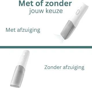 Nuvado Vacuüm Tondeuse Hoofdhaar- Wit - Trimmer- sterke motor - Ingebouwde afzuiging voor snor - Baard - Gezichtshaar- Precisie -Trimmer- Waterdicht - Lange batterij duur - Schoonmaken onder de douche