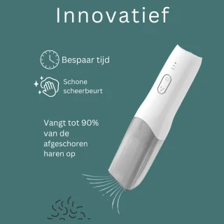 Nuvado Vacuüm Tondeuse Hoofdhaar- Wit - Trimmer- sterke motor - Ingebouwde afzuiging voor snor - Baard - Gezichtshaar- Precisie -Trimmer- Waterdicht - Lange batterij duur - Schoonmaken onder de douche