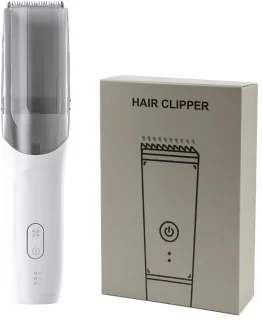 Nuvado Vacuüm Tondeuse Hoofdhaar- Wit - Trimmer- sterke motor - Ingebouwde afzuiging voor snor - Baard - Gezichtshaar- Precisie -Trimmer- Waterdicht - Lange batterij duur - Schoonmaken onder de douche