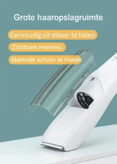 Nuvado Vacuüm Tondeuse Hoofdhaar- Wit - Trimmer- sterke motor - Ingebouwde afzuiging voor snor - Baard - Gezichtshaar- Precisie -Trimmer- Waterdicht - Lange batterij duur - Schoonmaken onder de douche
