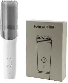 Nuvado Vacuüm Tondeuse Hoofdhaar- Wit - Trimmer- sterke motor - Ingebouwde afzuiging voor snor - Baard - Gezichtshaar- Precisie -Trimmer- Waterdicht - Lange batterij duur - Schoonmaken onder de douche