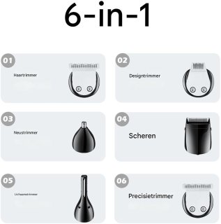 Wat vinden we goed aan de Groomingskit - 6-in-1 Trimmer - Rijp Voor Algemene Verzorging En Reizen - 1 Stuks - Mannen Zwart