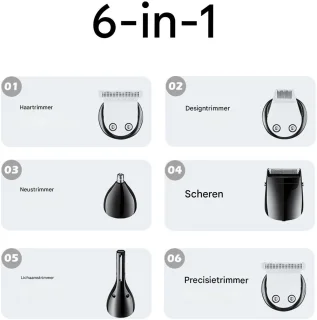 Groomingskit - 6-in-1 Trimmer - Rijp Voor Algemene Verzorging En Reizen - 1 Stuks - Mannen Zwart