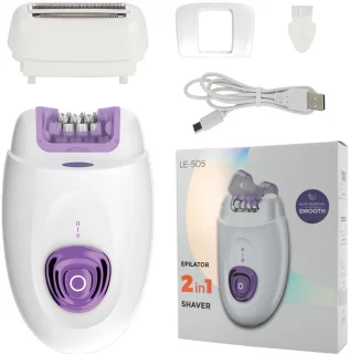 Elektrisch scheerapparaat voor dames met scheerkop en trimmer 2 in 1, elektrisch scheerapparaat en epilator voor gezicht, benen, armen, bikinilijn