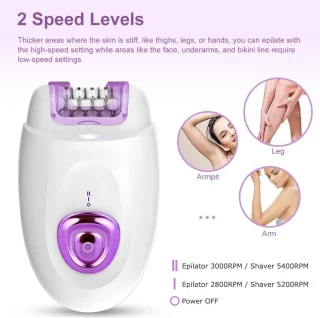 Elektrisch scheerapparaat voor dames met scheerkop en trimmer 2 in 1, elektrisch scheerapparaat en epilator voor gezicht, benen, armen, bikinilijn