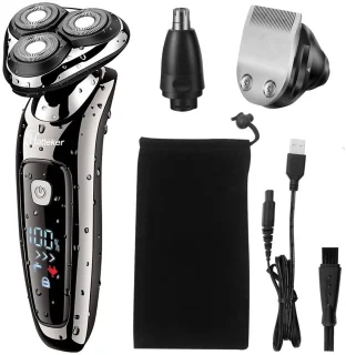 HATTEKER Professioneel 3-in-1 Scheerapparaat voor Mannen – Nat & Droog – Baardtrimmer, Precisietrimmer & Neustrimmer