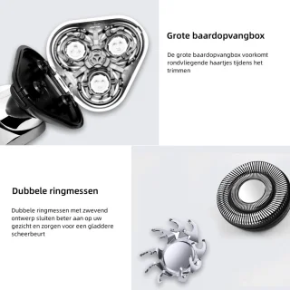 HATTEKER Professioneel 3-in-1 Scheerapparaat voor Mannen – Nat & Droog – Baardtrimmer, Precisietrimmer & Neustrimmer