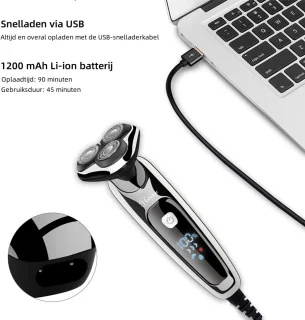 HATTEKER Professioneel 3-in-1 Scheerapparaat voor Mannen – Nat & Droog – Baardtrimmer, Precisietrimmer & Neustrimmer