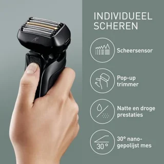 Elektrisch Scheerapparaat voor Mannen met 5 Mesjes, Automatische Reiniging en Responsieve Baardsensor - Draadloos Nat en Droog Scheerapparaat