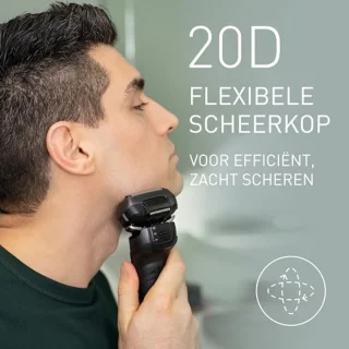 Elektrisch Scheerapparaat voor Mannen met 5 Mesjes, Automatische Reiniging en Responsieve Baardsensor - Draadloos Nat en Droog Scheerapparaat