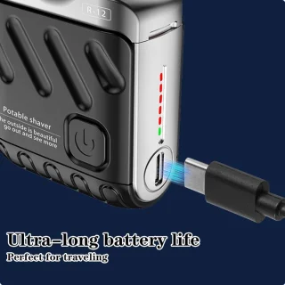 Draagbare mini-elektrische scheermachine Geschikt voor heren, IPX7 waterdicht klein scheerapparaat Geschikt voor thuis, auto, reizen, kantoor, draagbaar scheerapparaat met dubbele ring (grijs)