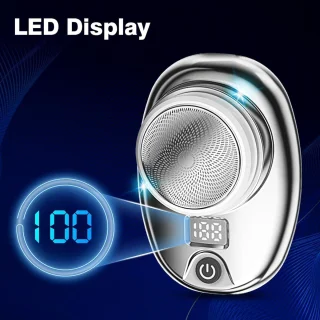 Draagbare mini-elektrische scheermachine met aluminium ring en LED-display Geschikt voor mannen, USB-oplaadbaar, waterdicht, draagbaar elektrisch scheerapparaat, eenvoudig te gebruiken, met één druk op de knop