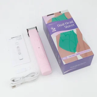 Oplaadbaar elektrisch scheerapparaat voor vrouwen, 2-in-1 elektrisch scheerapparaat, pijnloos scheerapparaat voor intieme zones, nat en droog, waterdicht scheerapparaat voor gezicht, oksels, benen en armen