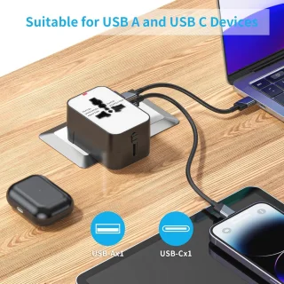 Wereldwijde Reisadapter met USB en USB-C - Universale Stekkeradapter voor Internationaal Gebruik