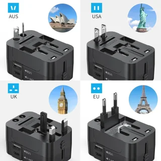Wereldwijde Reisadapter met USB en USB-C - Universale Stekkeradapter voor Internationaal Gebruik
