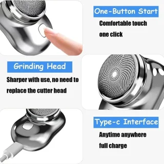 Mini electric shaver suitable for men, electric shaver, shaver suitable for men, portable shaver, wet and dry shaver suitable for men, rechargeable shaver with USB-C connection suitable for home and office