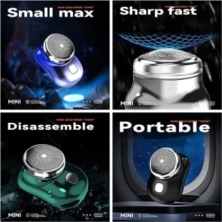 Mini electric shaver suitable for men, electric shaver, shaver suitable for men, portable shaver, wet and dry shaver suitable for men, rechargeable shaver with USB-C connection suitable for home and office