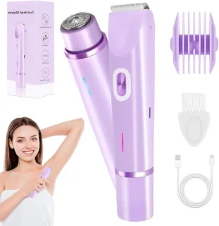 2 in 1 Bikini Trimmer voor Vrouwen, Waterdichte Oplaadbare Scheerapparaat voor Intieme Zones, Geschikt voor Droog en Nat Gebruik