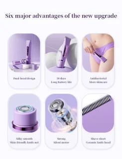 2-in-1 elektrisch scheerapparaat en trimmer voor dames (paars)