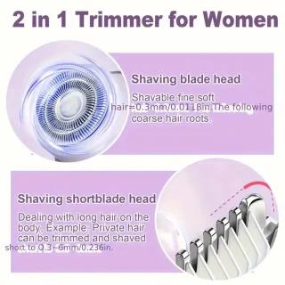 2-in-1 Oplaadbaar Dames Scheerapparaat Body Shaver & Precisietrimmer Paars
