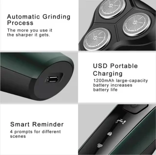 3-Koppen 9D Scheerapparaat Groen/Zwart USB Oplaadbaar Unisex