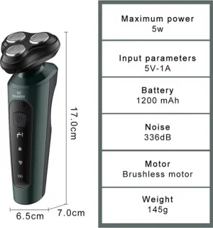 3-Koppen 9D Scheerapparaat Groen/Zwart USB Oplaadbaar Unisex