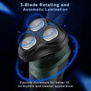 3-Koppen 9D Scheerapparaat Groen/Zwart USB Oplaadbaar Unisex
