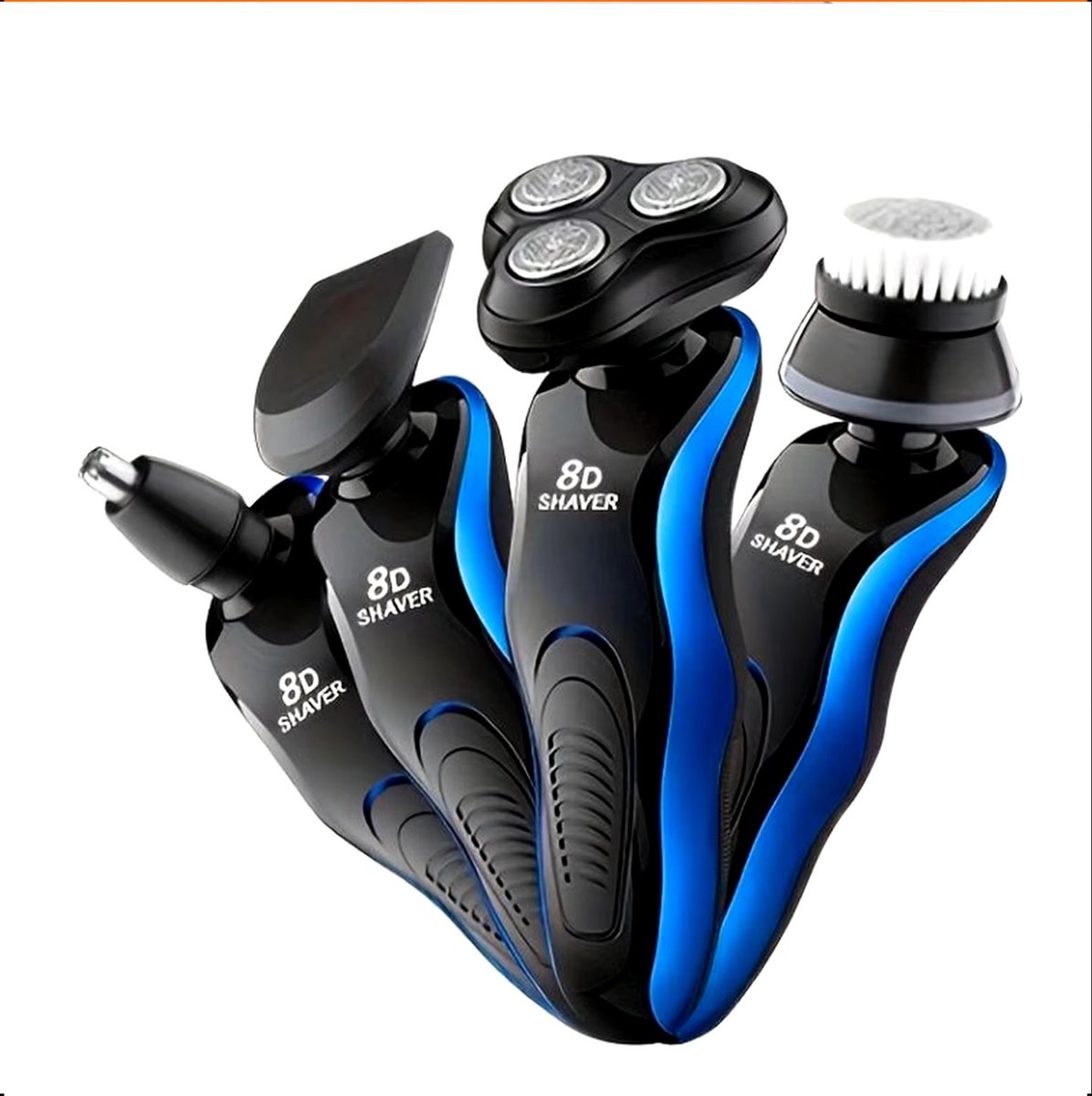 3in1 8D Scheerapparaat USB Oplaadbaar Zwart/Blauw
