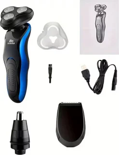 3in1 8D Scheerapparaat USB Oplaadbaar Zwart/Blauw