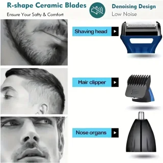 3in1 Scheerapparaat Set Blauw/Zwart - Oplaadbare Trimmer & Body Shaver