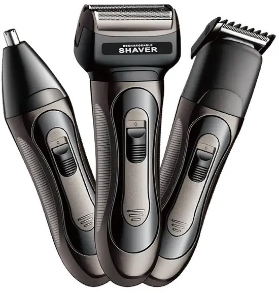 3in1 Scheerapparaat Set Zwart — compact, veelzijdig en reisvriendelijk