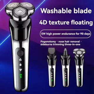 3in1 USB Oplaadbaar Scheerapparaat met Baard- en Neustrimmer Zilver Chrome