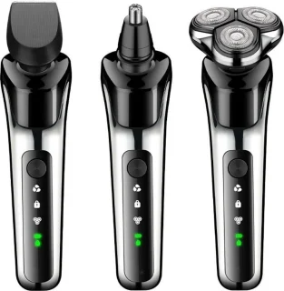 3in1 USB Oplaadbaar Scheerapparaat met Baard- en Neustrimmer Zilver Chrome