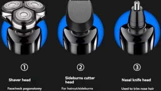 3in1 USB Oplaadbaar Scheerapparaat met Baard- en Neustrimmer Zilver Chrome