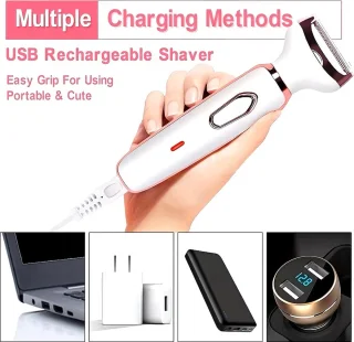 4-in-1 Dames Scheerapparaat USB Oplaadbaar Wit/Roze