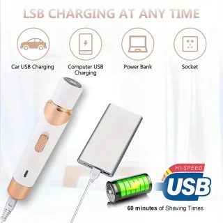 4-in-1 Dames Scheerapparaat Wit/Goud USB-Oplaadbaar