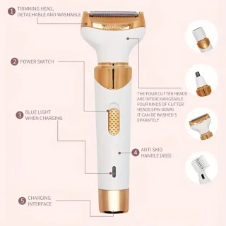 4-in-1 Dames Scheerapparaat Wit/Goud USB-Oplaadbaar