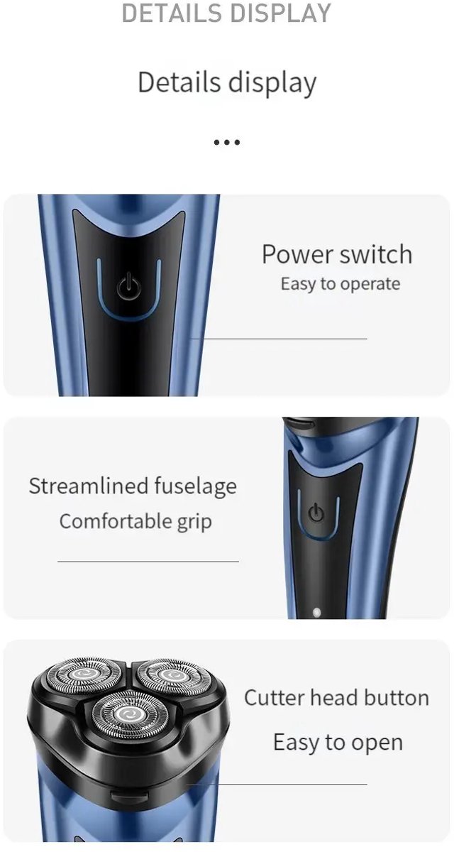 Wat vinden we goed aan de 4D TOUCH 3-Koppen Scheerapparaat USB Oplaadbaar Zwart Unisex